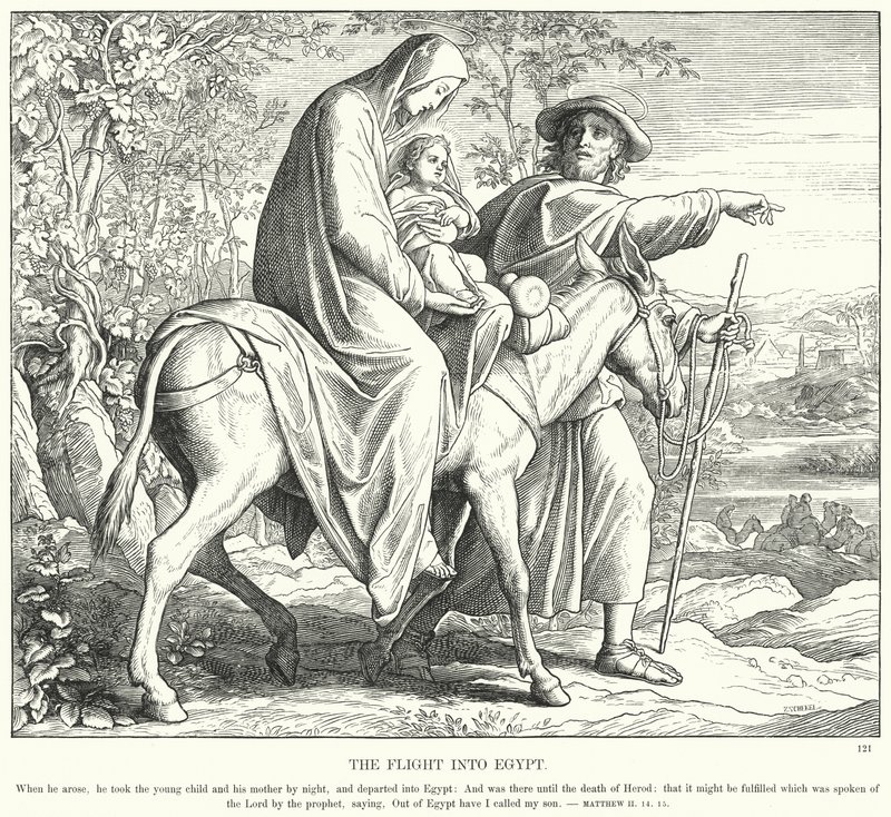 Útěk do Egypta (rytina) od Julius (after) Schnorr von Carolsfeld