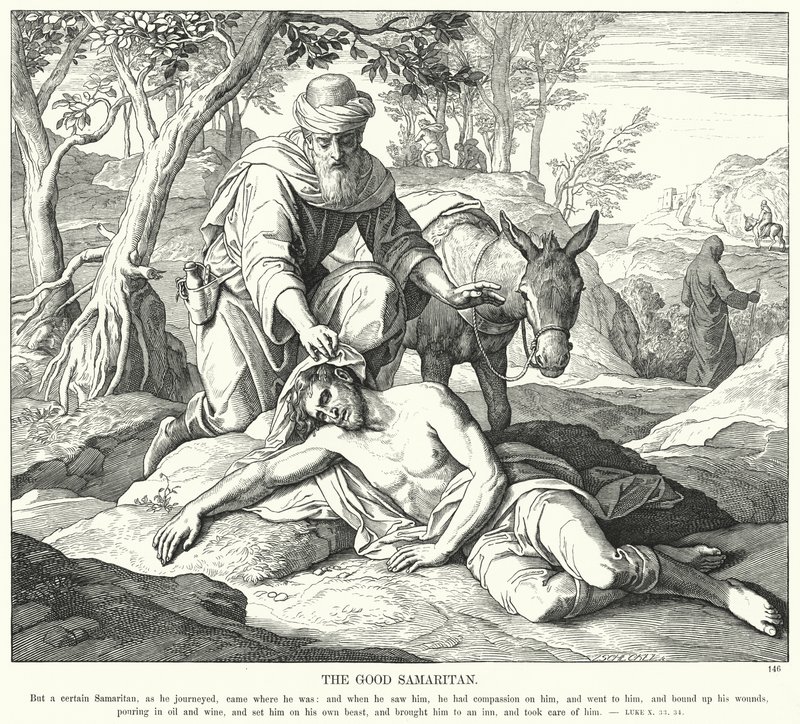 Dobrý Samaritán (rytina) od Julius (after) Schnorr von Carolsfeld