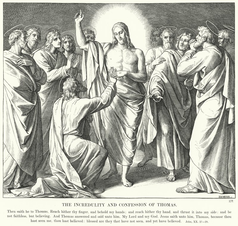 Thomasova nevěra a vyznání (rytina) od Julius (after) Schnorr von Carolsfeld