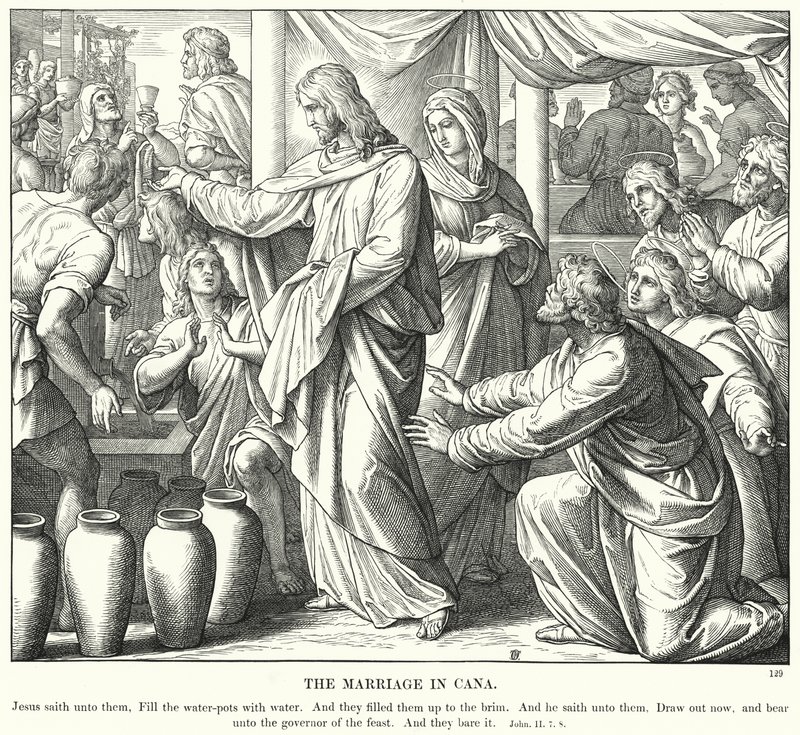 Manželství v Káně (rytina) od Julius (after) Schnorr von Carolsfeld