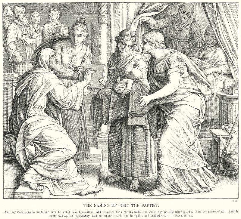 Pojmenování Jana Křtitele (rytina) od Julius (after) Schnorr von Carolsfeld