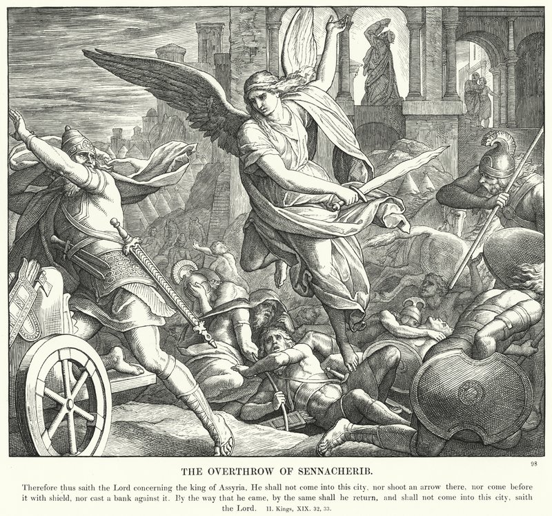 Svržení Senacheriba (rytina) od Julius (after) Schnorr von Carolsfeld