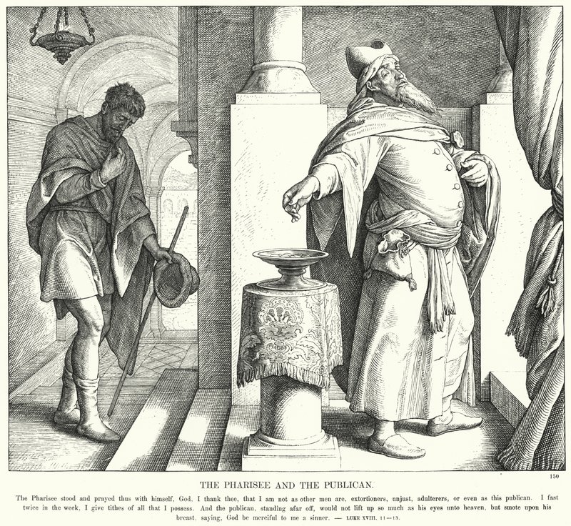 Farizeus a publikán (rytina) od Julius (after) Schnorr von Carolsfeld