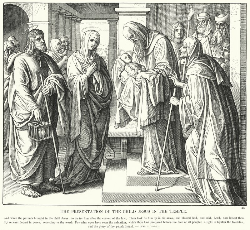 Představení dítěte Ježíše v chrámu (rytina) od Julius (after) Schnorr von Carolsfeld