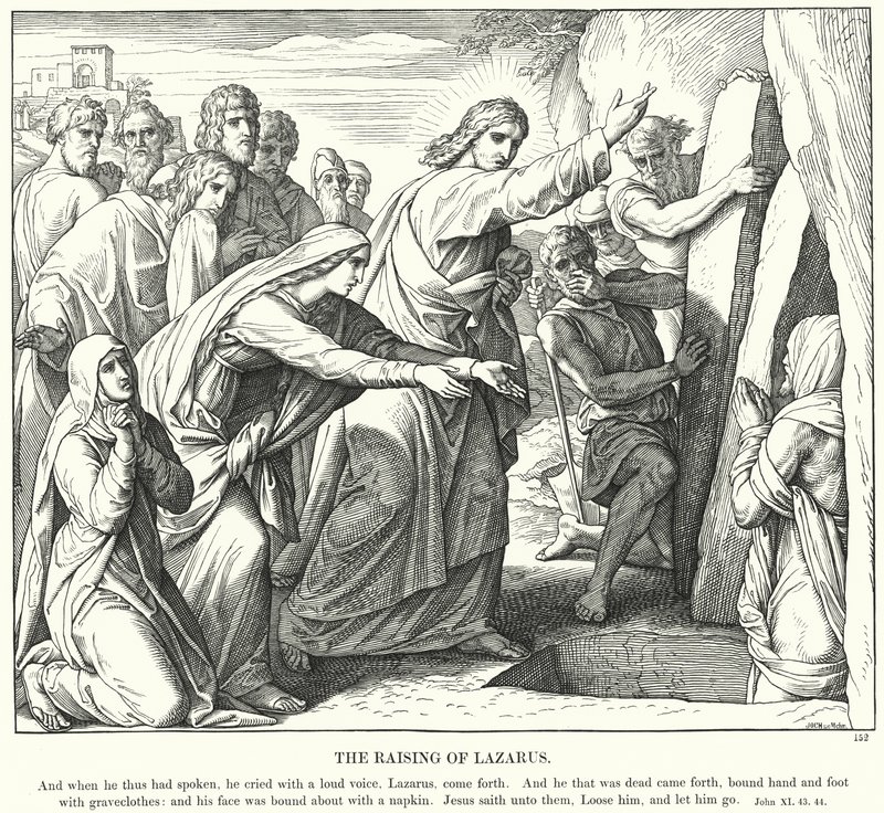 Vzkříšení Lazara (rytina) od Julius (after) Schnorr von Carolsfeld