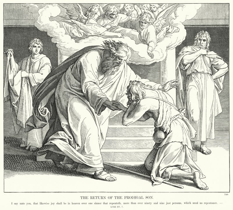 Návrat marnotratného syna (rytina) od Julius (after) Schnorr von Carolsfeld