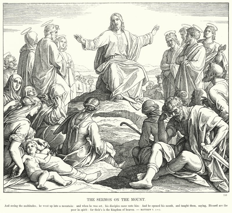 Kázání na hoře (rytina) od Julius (after) Schnorr von Carolsfeld