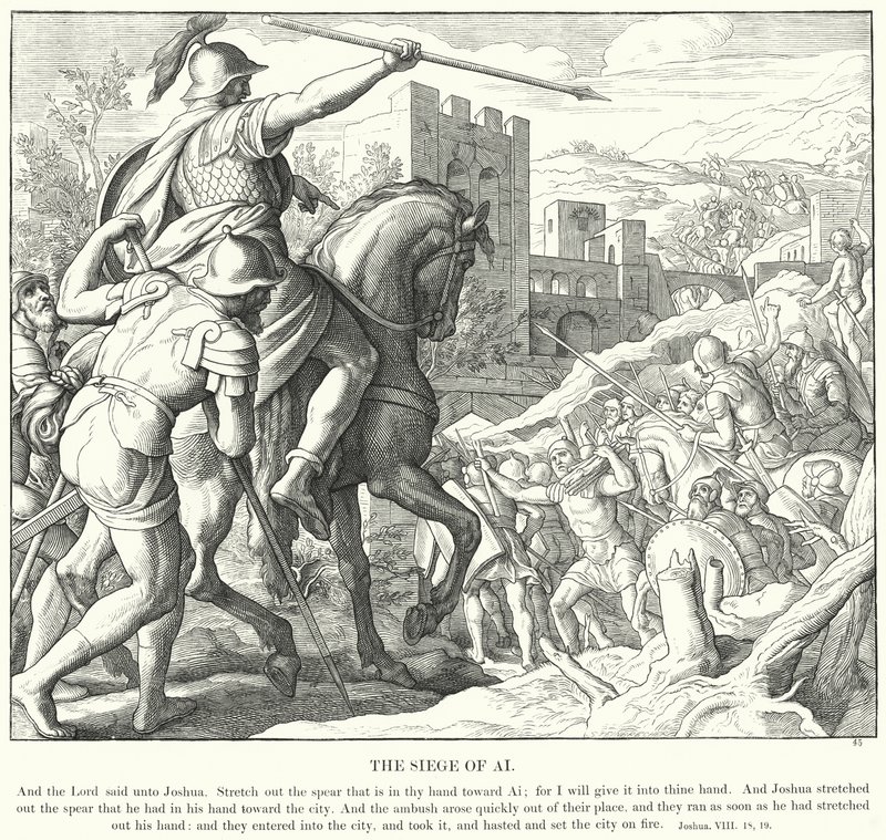 Obležení Ai (rytina) od Julius (after) Schnorr von Carolsfeld