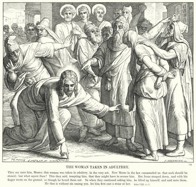 Žena přistižená při cizoložství (rytina) od Julius (after) Schnorr von Carolsfeld