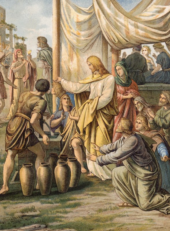 Svatba v Káně (barevná litografie) od Julius (after) Schnorr von Carolsfeld