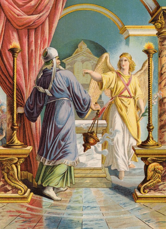 Zochariáš v chrámu (barevná litografie) od Julius (after) Schnorr von Carolsfeld