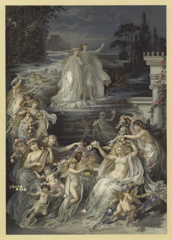 Ilustrace ke hře Sen noci svatojánské (chromolitho) od Julius Hoeppner