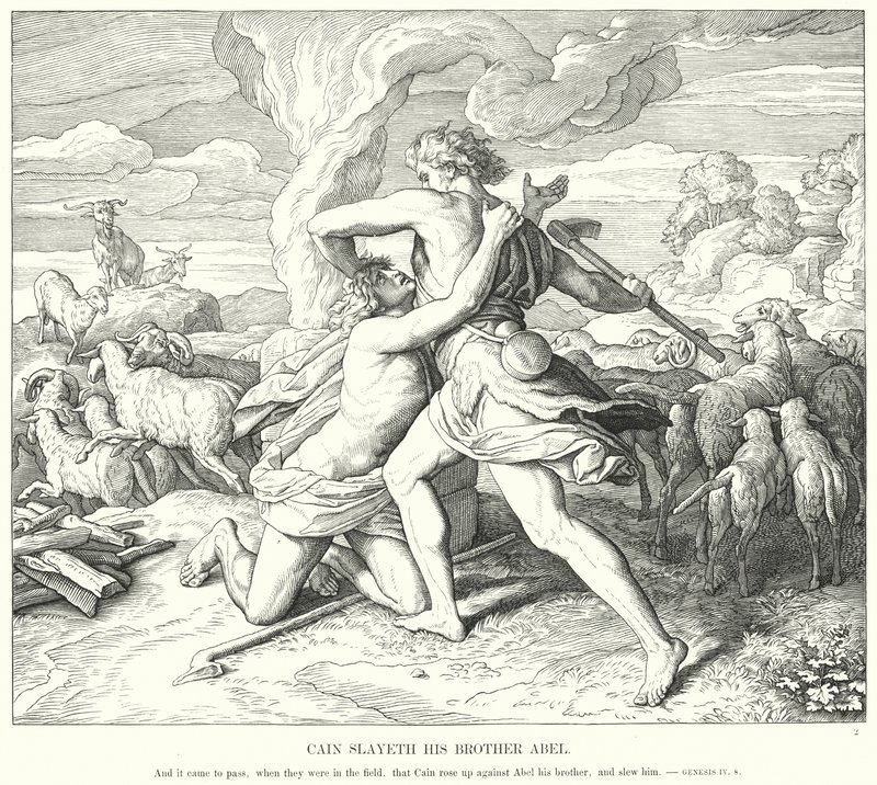 Kain zabije svého bratra Abela od Julius Schnorr von Carolsfeld