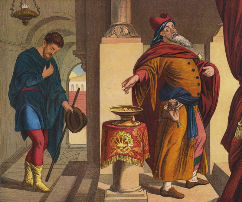 Farizeus a publikán od Julius Schnorr von Carolsfeld