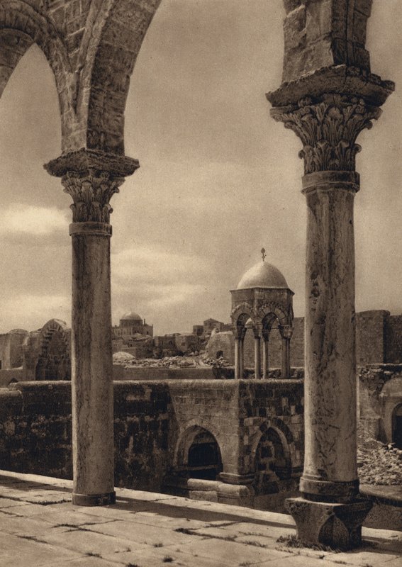 Jeruzalém, arkády na místě chrámu (č/b foto) od Karl Grober