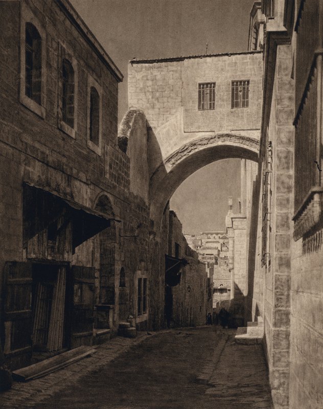 Jeruzalém, Ecce Homo-Arch (černobílá fotografie) od Karl Grober