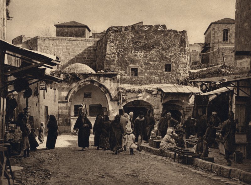 Jeruzalém, pouliční scéna (černobílá fotografie) od Karl Grober