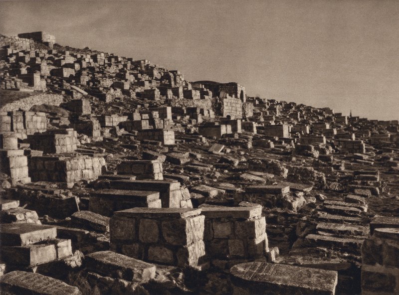 Jeruzalém, údolí Johoshaphat s židovskými hroby (č/b foto) od Karl Grober