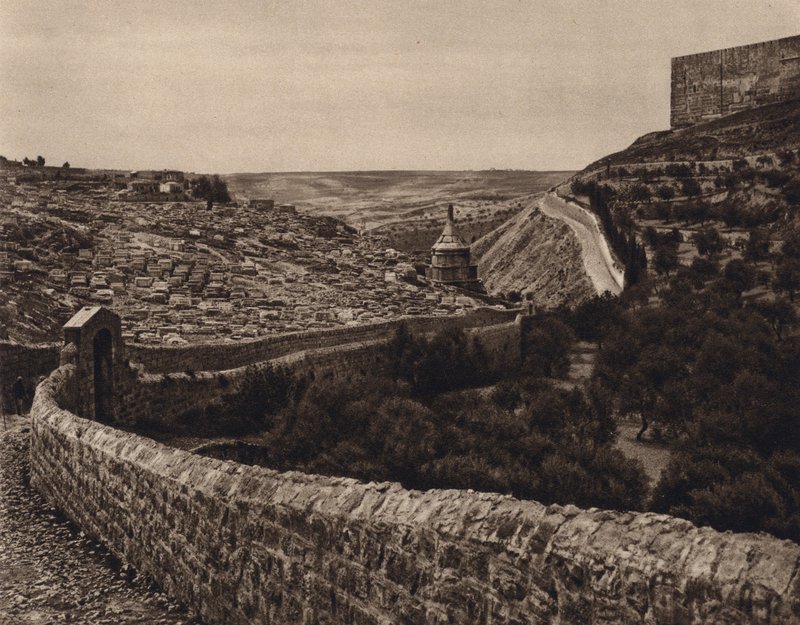 Jeruzalém, Pohled do údolí Kidron (č/b foto) od Karl Grober