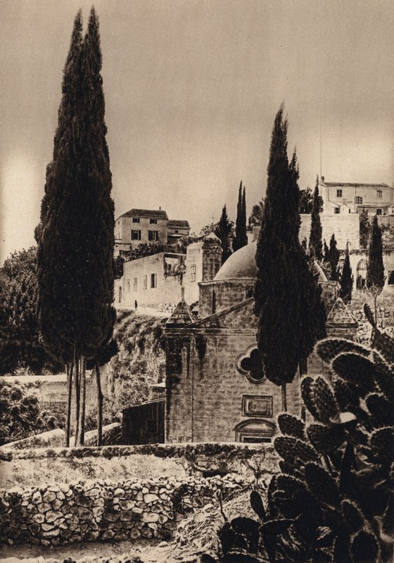 Nazaret, kostel Zvěstování Panny Marie (č/b foto) od Karl Grober
