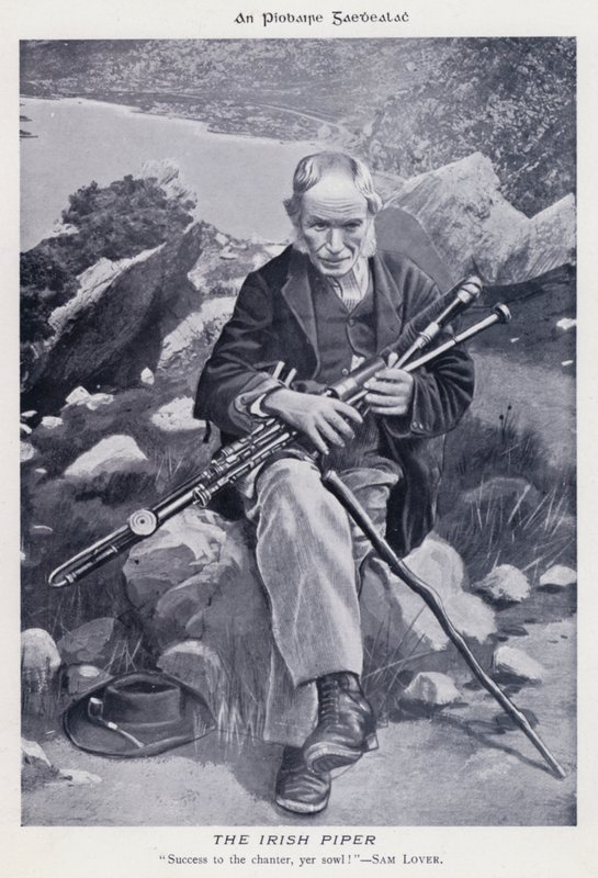 Irský dudák (černobílá fotografie) od Karl Karlovich Piratsky