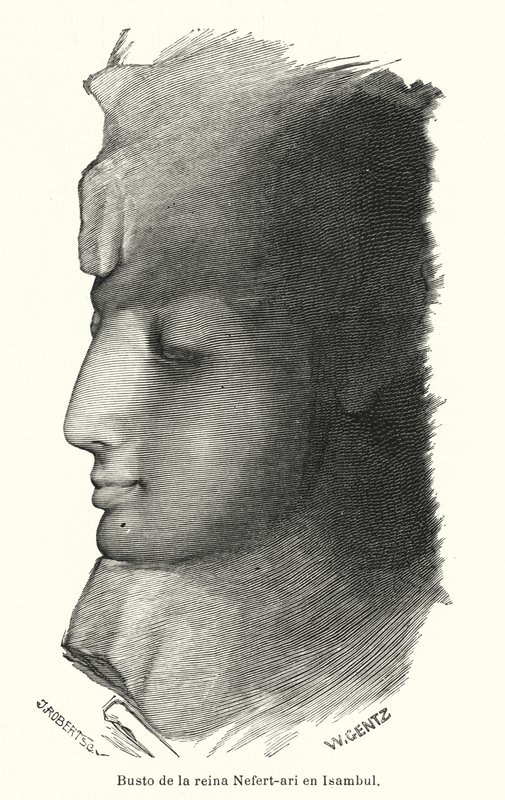 Busta staroegyptské královny Nefertari, manželky Ramesse Velikého, Abu Simbel (litho) od Karl Wilhelm Gentz