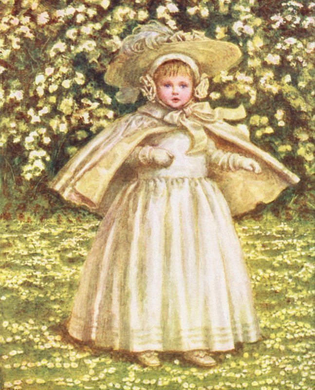 Dítě v bílém (barevná litografie) od Kate (after) Greenaway