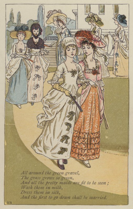 Všude kolem zelený štěrk (barva litho) od Kate (after) Greenaway