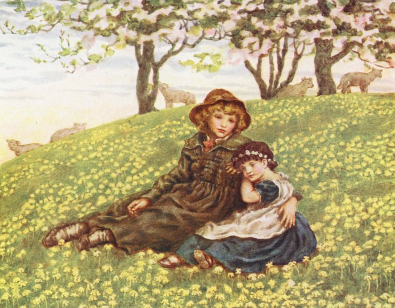 Bratr a sestra (barevná litografie) od Kate (after) Greenaway