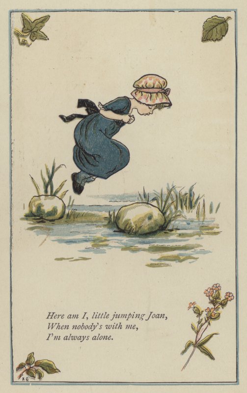 Tady jsem já, malá skákající Joan (barva litho) od Kate (after) Greenaway