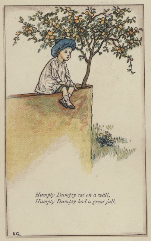 Humpty Dumpty seděl na zdi (barva litho) od Kate (after) Greenaway