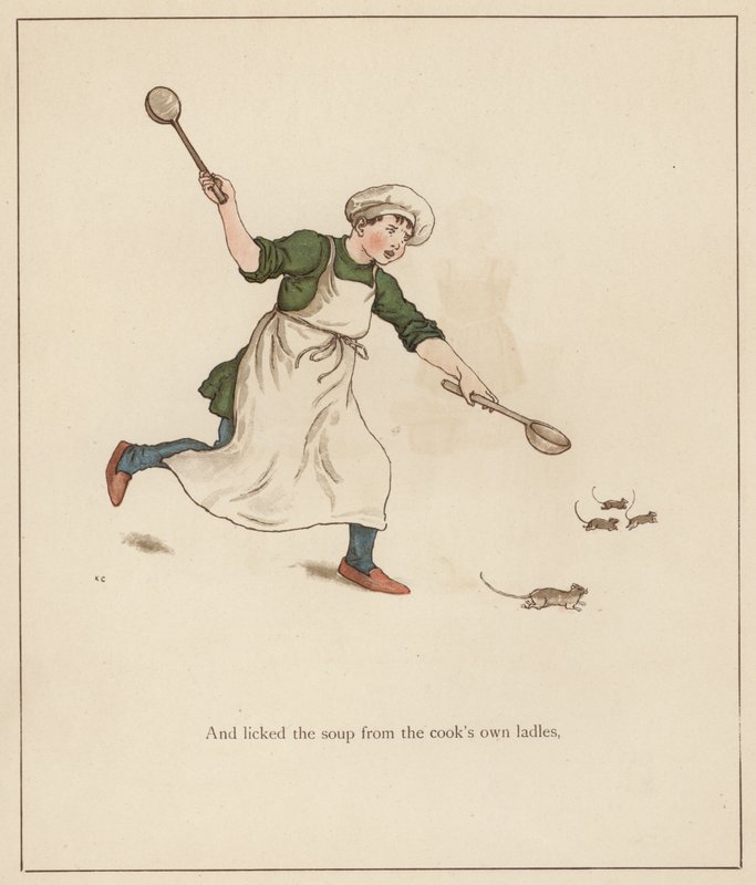 Ilustrace Kate Greenaway pro Krysař z Hamelnu od Roberta Browninga (barevné lito) od Kate (after) Greenaway