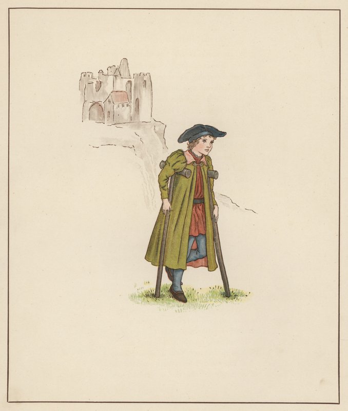 Ilustrace Kate Greenaway pro Krysař z Hamelnu od Roberta Browninga (barevné lito) od Kate (after) Greenaway