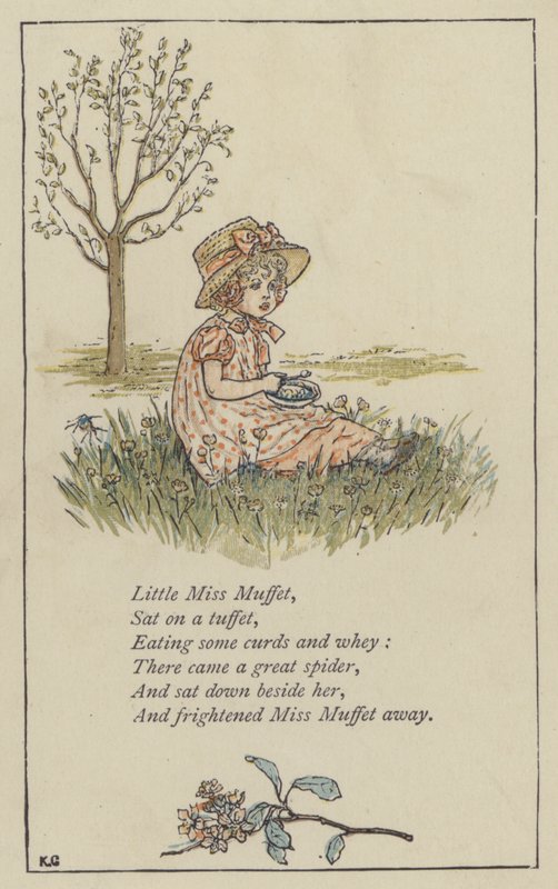 Little Miss Muffet (barva lito) od Kate (after) Greenaway