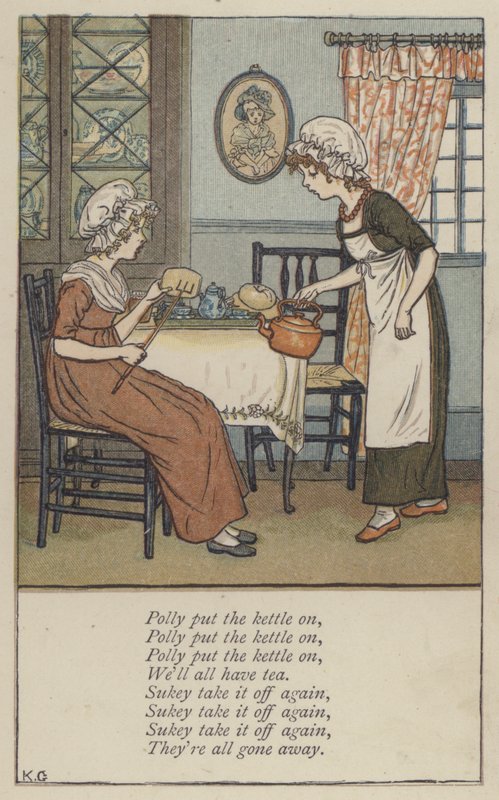 Polly postavila konvici (barva litho) od Kate (after) Greenaway