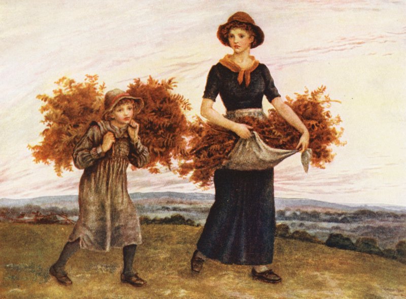 The Bracken Gatherers (barevná litografie) od Kate (after) Greenaway