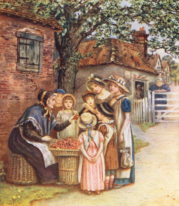 Třešňová žena (barevná litografie) od Kate (after) Greenaway