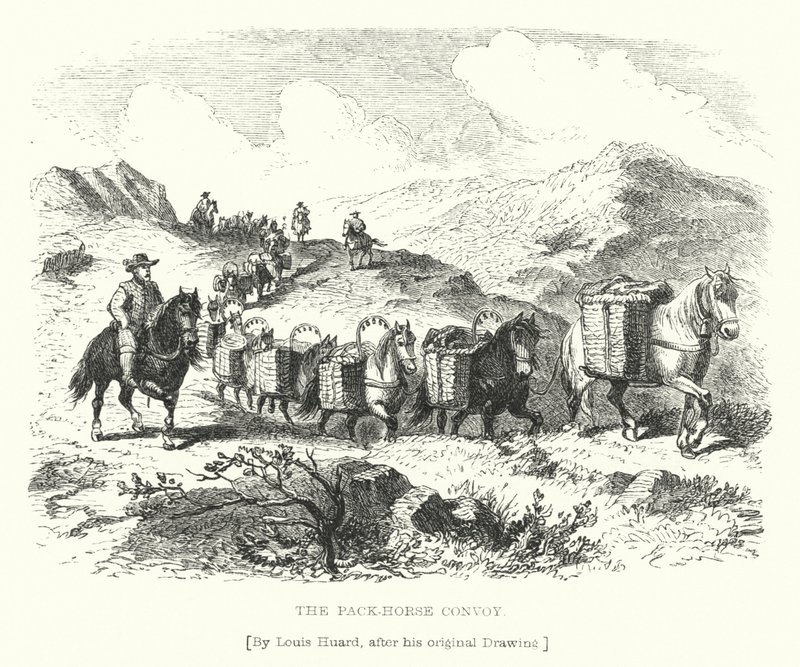 The Pack-Horse Convoy (rytina) od L. Huard