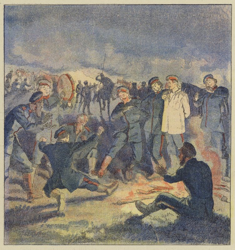 Ruská kavalérie v bivaku od L. Malespine