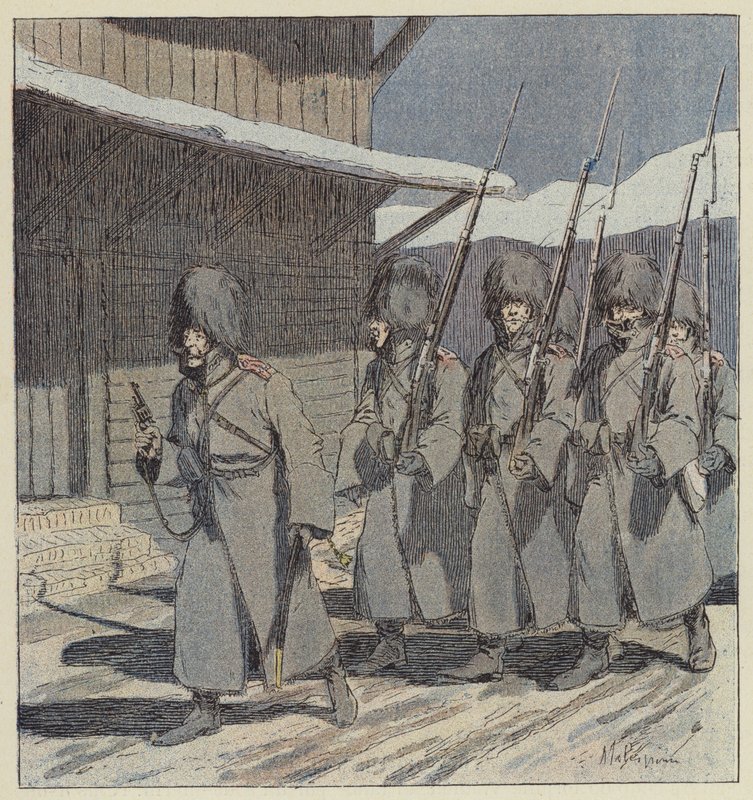 Ruská hlídka v Port Arthuru od L. Malespine