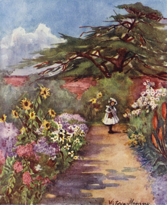 Stará anglická zahrada, Brockwell Park (barevné lito) od Lady Victoria Marjorie Harriet Manners