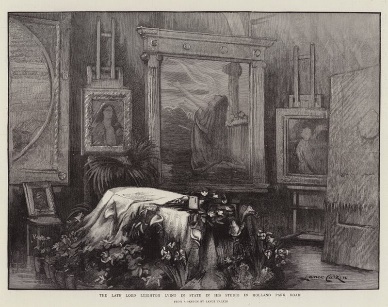 Zesnulý lord Leighton ležící ve státě ve svém studiu na Holland Park Road od Lance Calkin