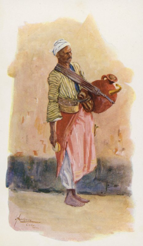 Lidé Egypta: Prodavač sirupu, Argesusi (barevná litografie) od Lance Thackeray