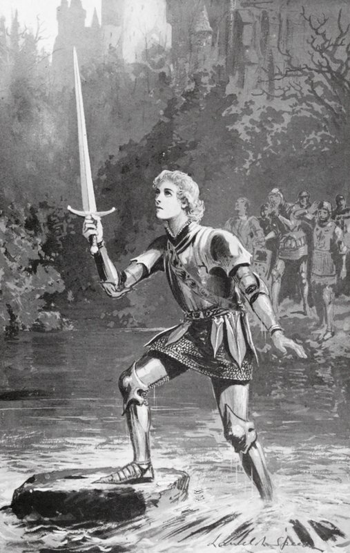 Galahad zvedl meč poměrně snadno (litografie) od Lancelot Speed