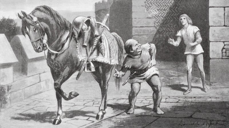 Jeho matka poslala Garethovi krásného koně a krásnou zbroj (litografie). od Lancelot Speed