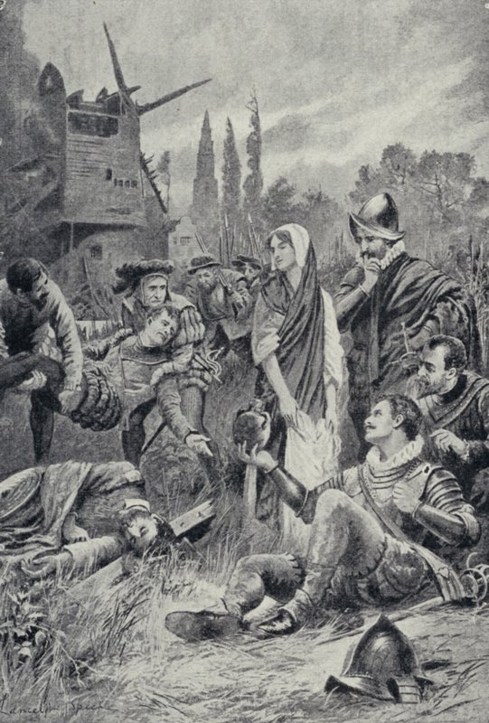 Sir Philip Sidney v bitvě u Zutphen (litho) od Lancelot Speed