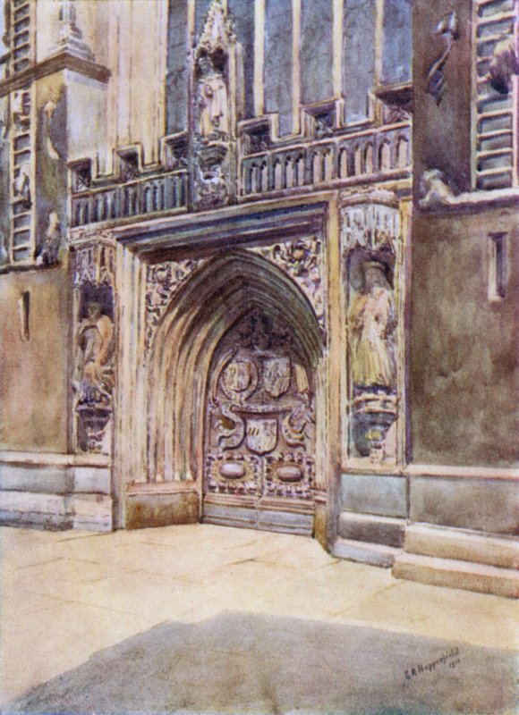 Bath Abbey, West Door (barevné lito) od Laura Annie Happerfield