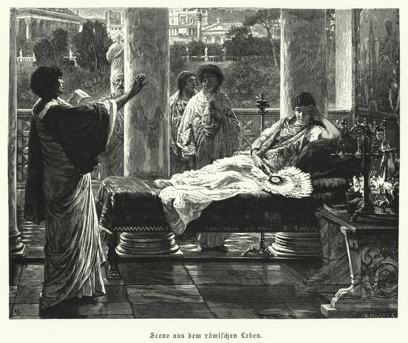 Scéna ze života ve starověkém Římě (rytina) od Lawrence (after) Alma Tadema