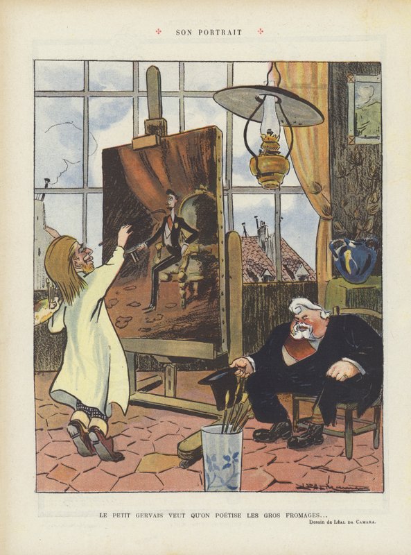 Jeho portrét. Ilustrace pro Le Rire (barevné lito) od Leal de Camara