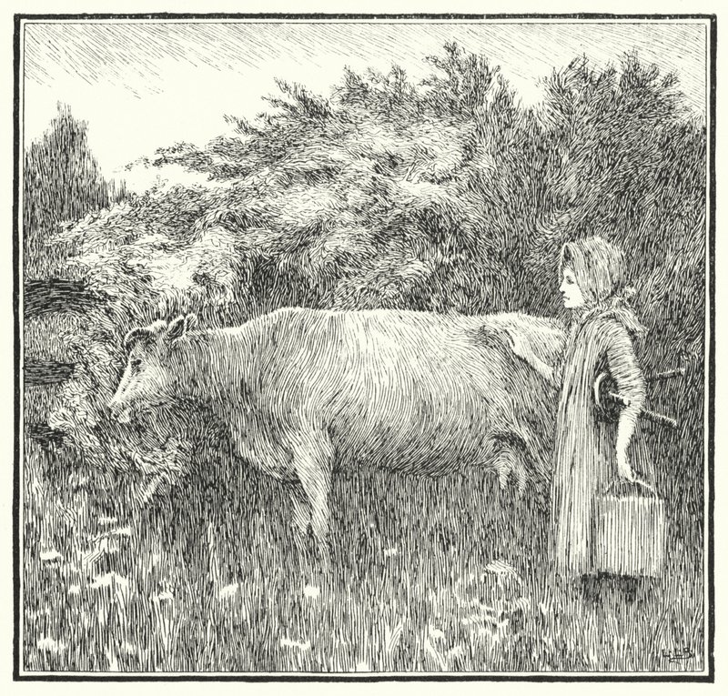 Pohodlná kráva bonny, spusť své mléko (rytina) od Leonard Leslie Brooke